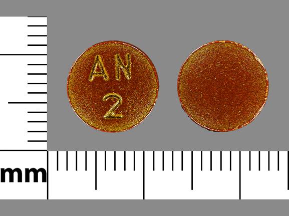 Pill AN 2 Brown Round is Phenazopyridine Hydrochloride