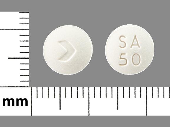 Pill SA 50 > White Round is Sumatriptan Succinate