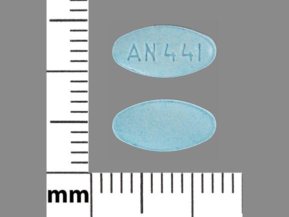 Pill AN 441 Blue Oval is Meclizine Hydrochloride