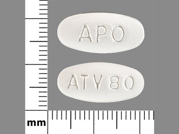 Pill APO ATV 80 White Oval is Atorvastatin Calcium