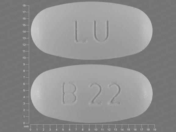 Pill LU B 22 White Oval is Fenofibrate