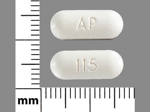 Pill AP 115 White Capsule/Oblong is Hyoscyamine Sulfate Extended Release