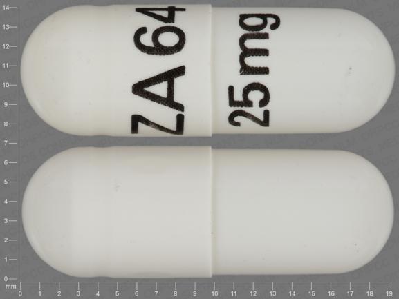 Pill ZA64 25 mg White Capsule/Oblong is Topiramate (Sprinkle)