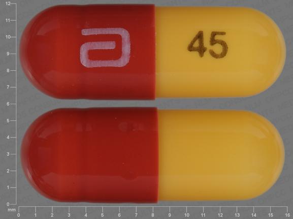 Pill a 45 Brown Capsule/Oblong is Fenofibric Acid Delayed-Release