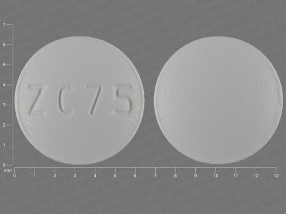Pill ZC 75 White Round is Risperidone
