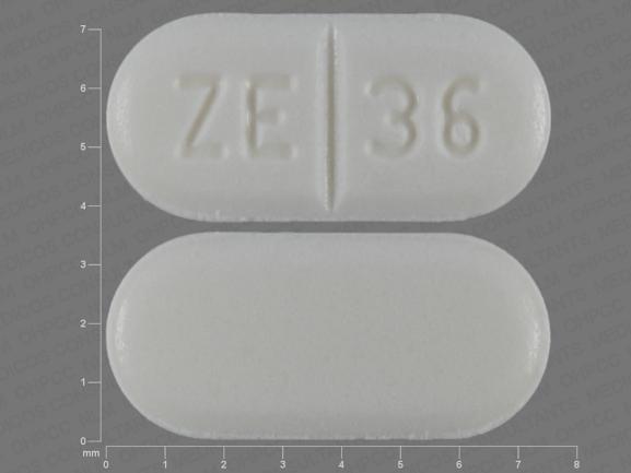 Pill ZE 36 White Capsule/Oblong is Buspirone Hydrochloride