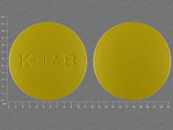 Pill K-TAB Yellow Round is Potassium Chloride Extended-Release