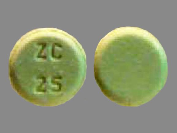 Pill ZC 25 Yellow Round is Meloxicam