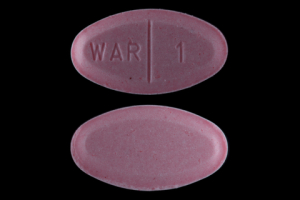 Pill WAR 1 Pink Oval is Warfarin Sodium