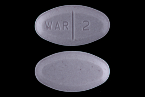 Pill WAR 2 Purple Oval is Warfarin Sodium