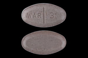 Pill WAR 3 Tan Oval is Warfarin Sodium