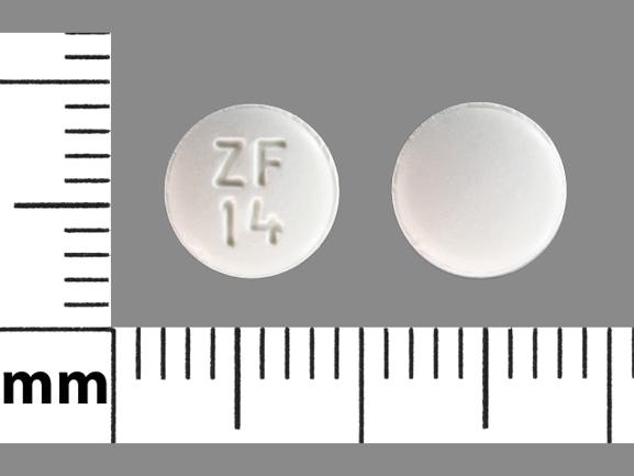 Pill ZF 14 White Round is Donepezil Hydrochloride (Orally Disintegrating)