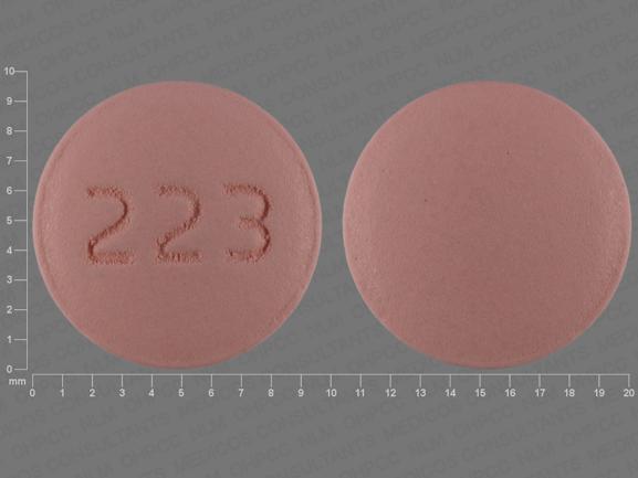 Pill 223 Pink Round is Lithium Carbonate Extended Release