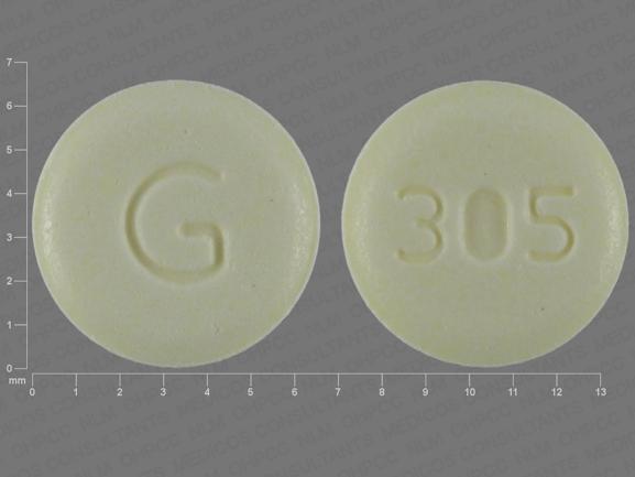Pill G 305 Yellow Round is Norethindrone