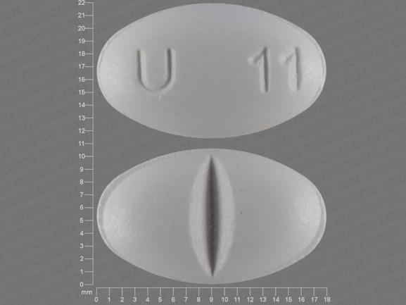 Pill U 11 White Elliptical/Oval is Ursodiol
