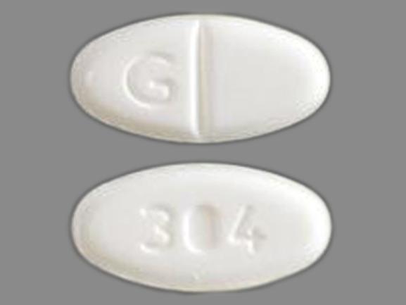 Pill G 304 White Elliptical/Oval is Norethindrone Acetate.
