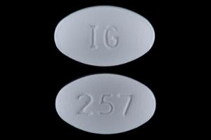 IG 257 Pill Images (White / Elliptical / Oval)