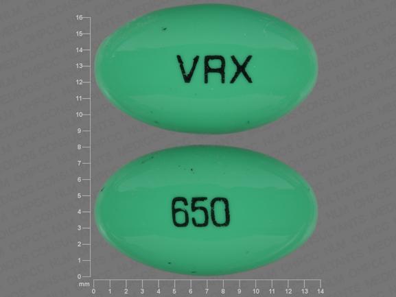 Pill VRX 650 Green Capsule-shape is Methoxsalen
