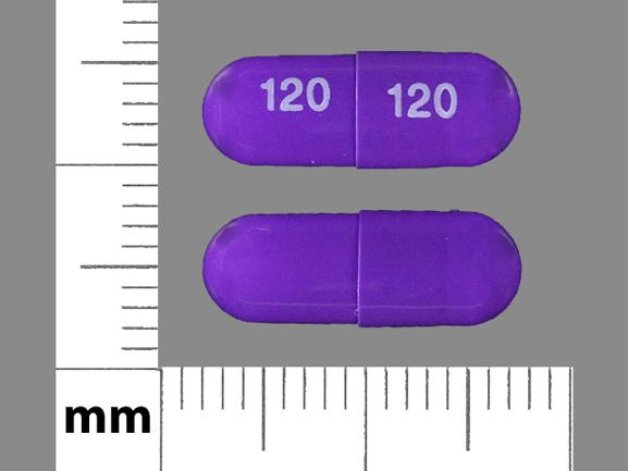 Pill 120 120 Purple Capsule-shape is Diltiazem Hydrochloride Extended-Release