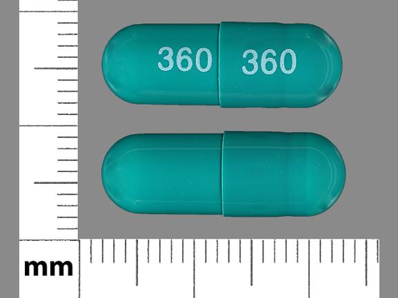 Pill 360 360 Green Capsule/Oblong is Diltiazem Hydrochloride Extended-Release