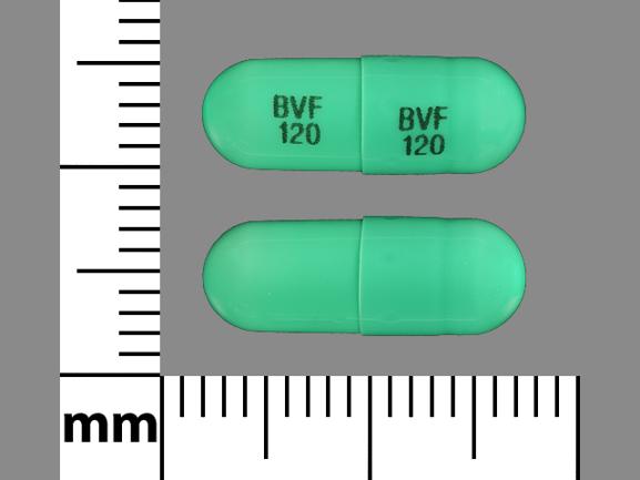 Pill BVF 120 BVF 120 Green Capsule/Oblong is Diltiazem Hydrochloride Extended-Release (CD)