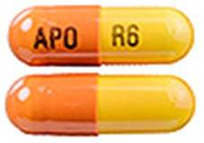 Pill APO R6 Orange Capsule/Oblong is Rivastigmine Tartrate