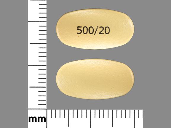 Pill 500/20 Yellow Oval is Vimovo