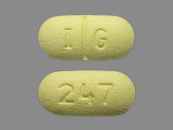 Pill I G 247 Yellow Capsule/Oblong is Levetiracetam