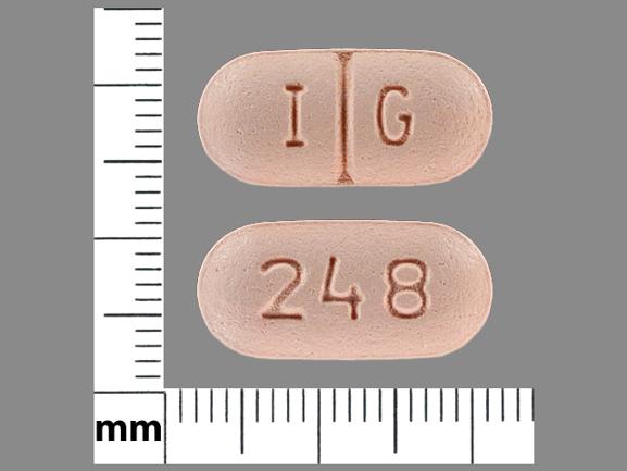 Pill I G 248 Pink Capsule/Oblong is Levetiracetam