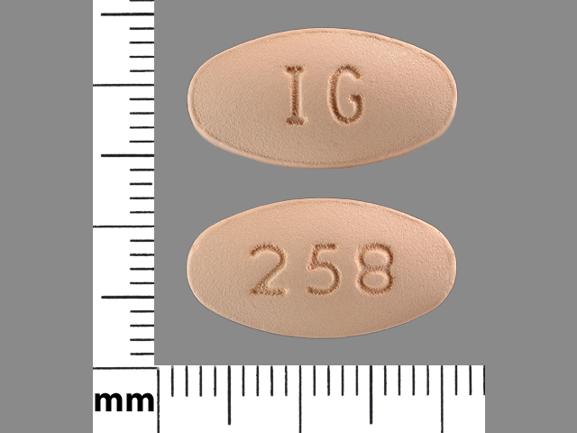 Pill IG 258 White Elliptical/Oval is Nabumetone
