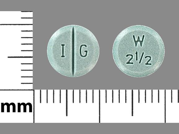 Pill I G W 2 1/2 Green Round is Warfarin Sodium