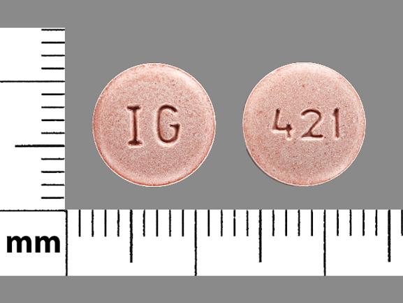 Pill IG 421 Red Round is Lisinopril