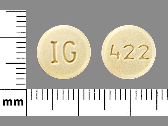Pill IG 422 Yellow Round is Lisinopril