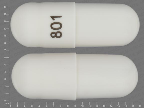 Pill 801 White Capsule/Oblong is Cephalexin Monohydrate