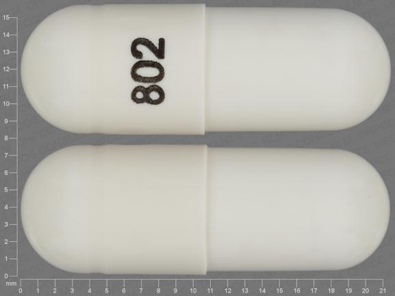 Pill 802 White Capsule/Oblong is Cephalexin Monohydrate