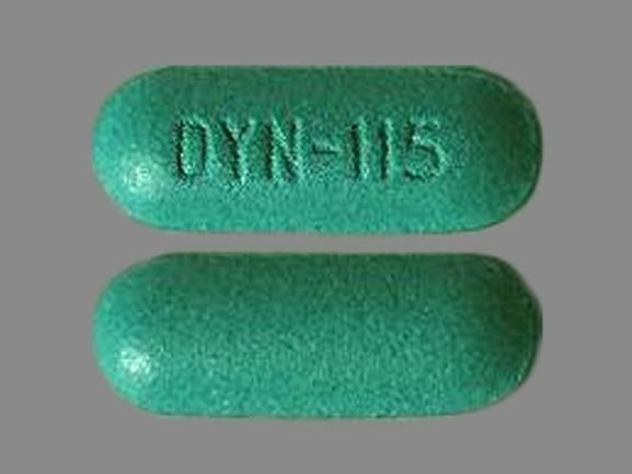 Pill DYN-115 Green Capsule/Oblong is Solodyn