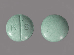 Pill K 8 Green Round is Oxycodone Hydrochloride