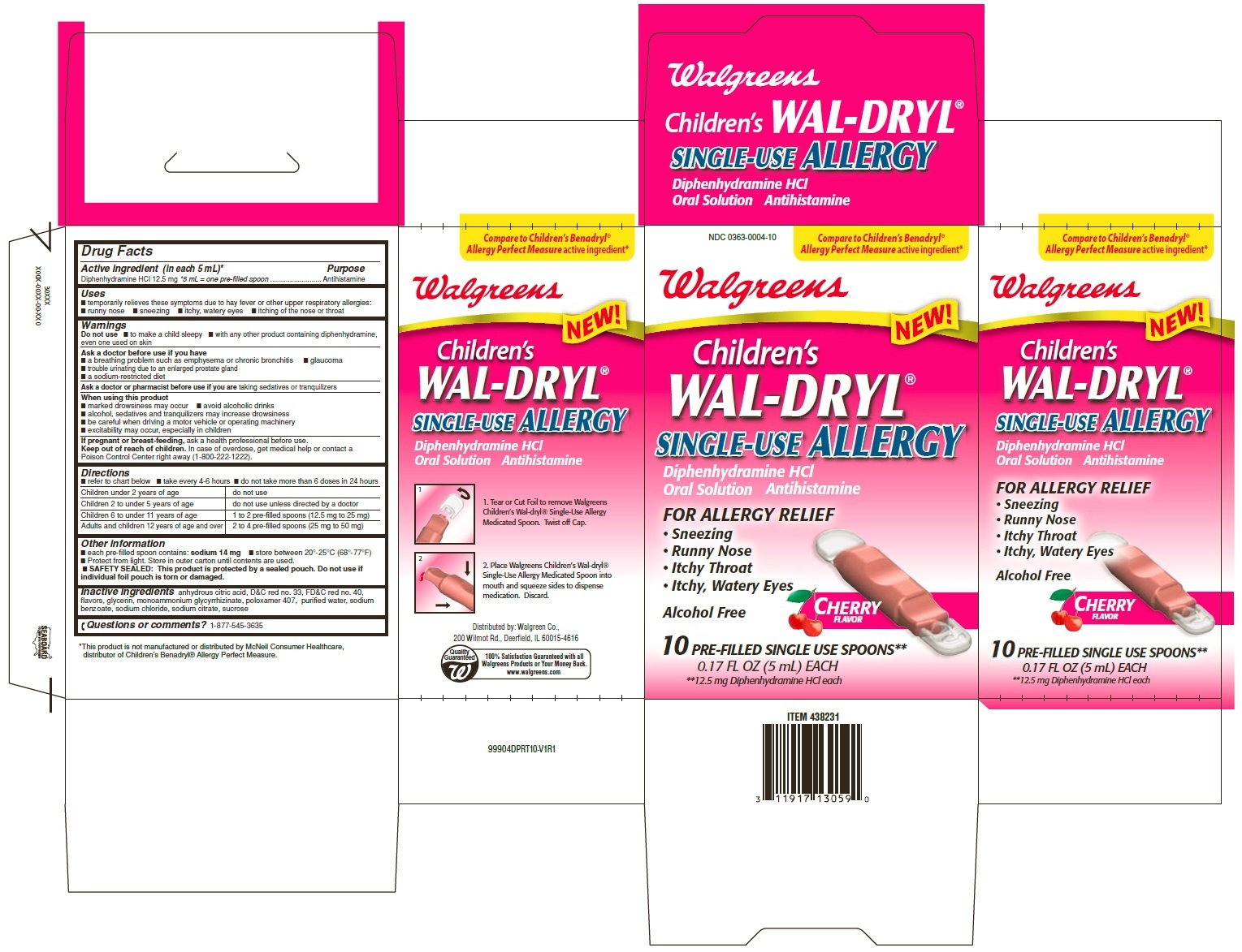 Childrens Wal Dryl Single Use Allergy Liquid Walgreen Company
