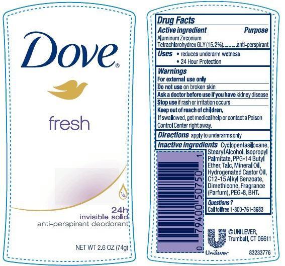 aldrig Skrøbelig endnu engang Dove Fresh Antiperspirant and Deodorant (stick) Conopco Inc. d/b/a Unilever
