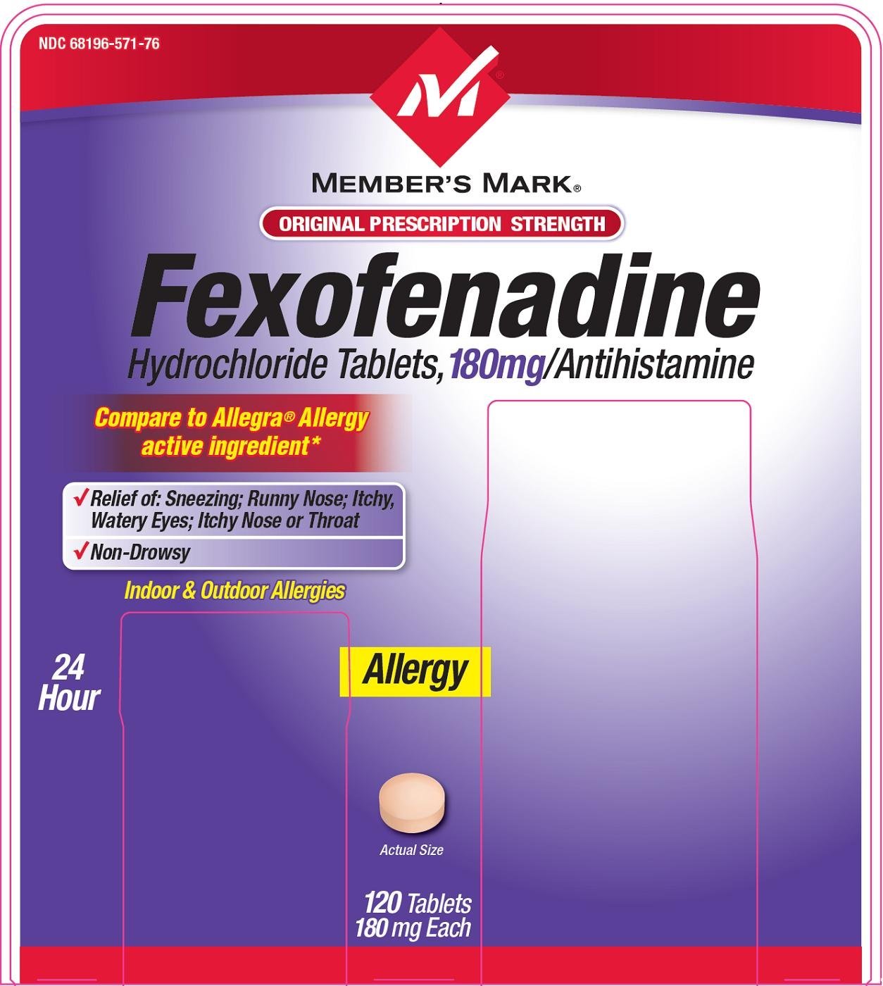 Members mark fexofenadine (tablet, film coated) Sam
