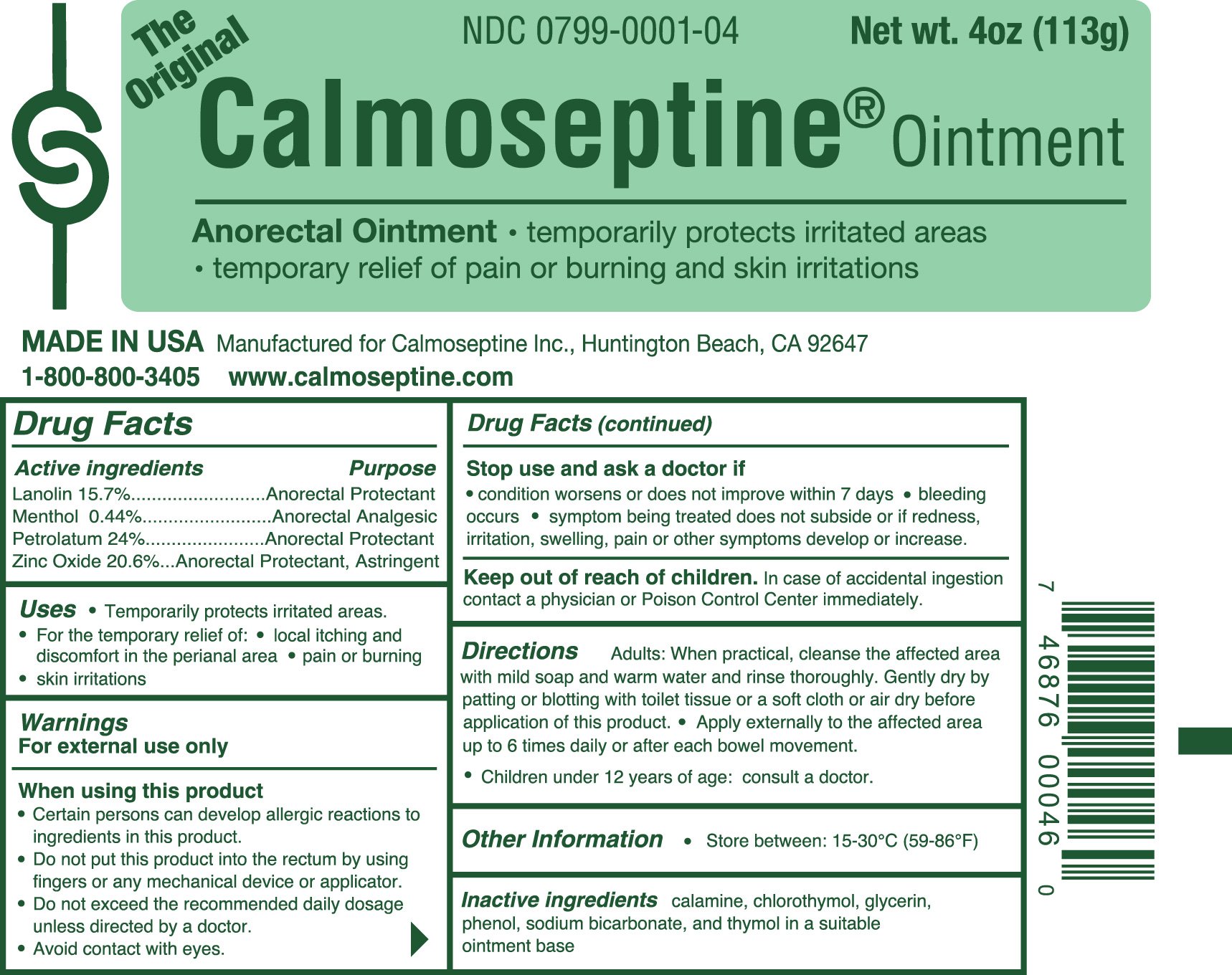 Calmoseptine Ointment Calmoseptine Inc