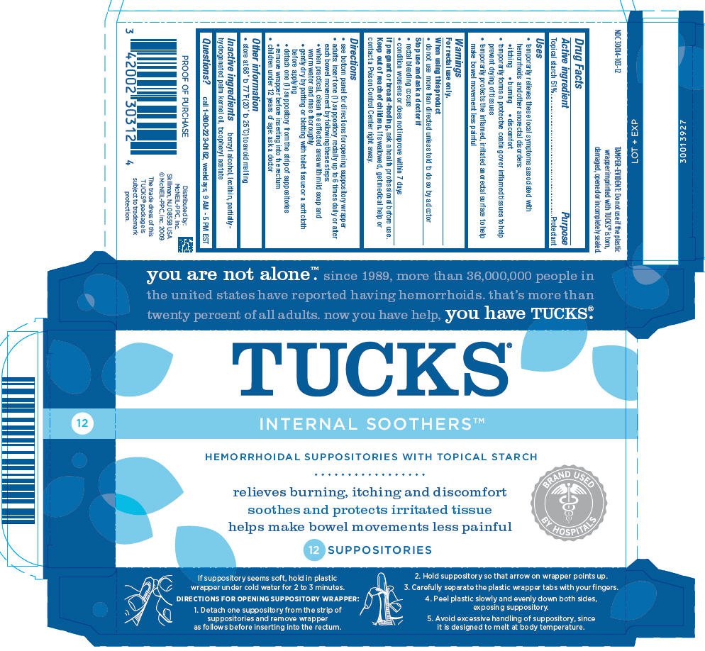 tucks internal hemorrhoidal soothers suppository suppositories otc starch drugs corn