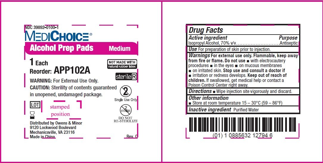 MediChoice Antiseptic Isopropyl Alcohol Prep Pads (swab) Owens
