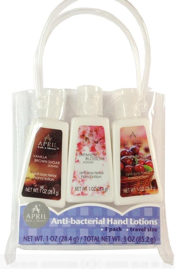 April Bath And Shower Anti Bacterial Hand 3 Pack Kit Greenbrier April Bath And Shower Anti Bacterial Hand Lotion Cranberry Cherry Scented 1oz 28 4g 33992 0013 0