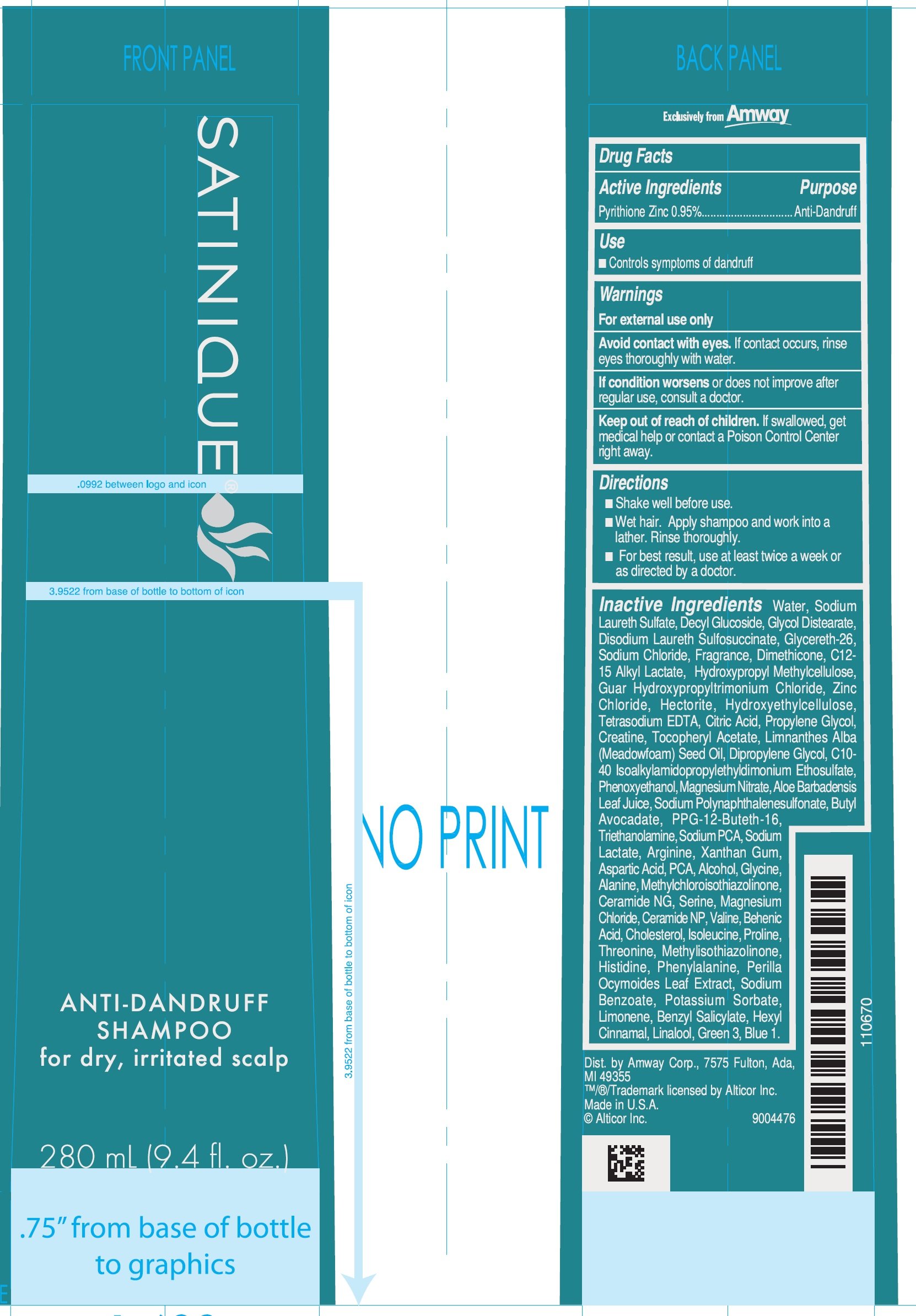 SATINIQUE ANTI DANDRUFF for dry irritated scalp shampoo Amway Corp