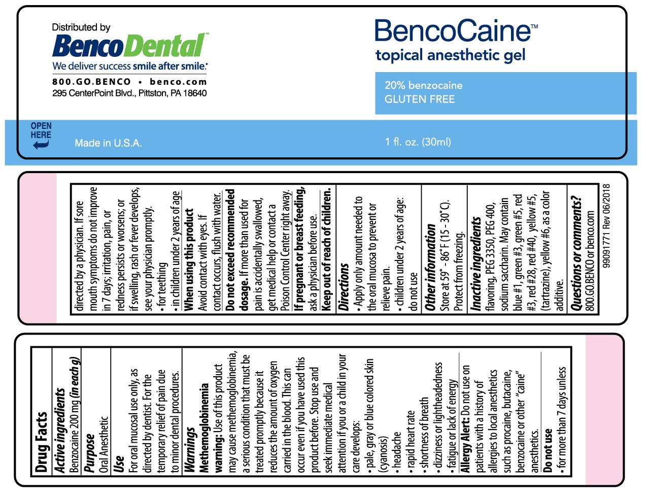 BencoCaine Topical Anesthetic (gel) Benco Dental