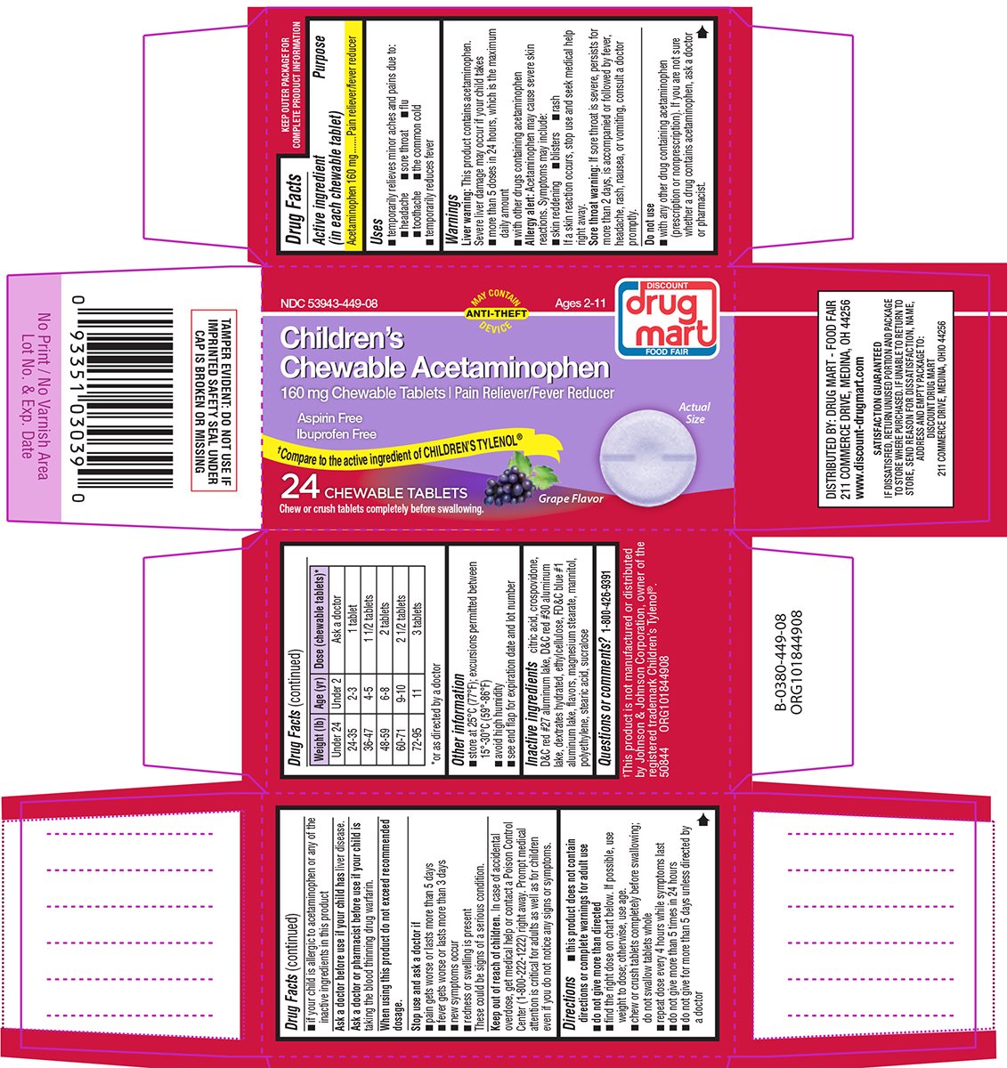 Childrens Chewable Acetaminophen (tablet, chewable) Discount Drug Mart