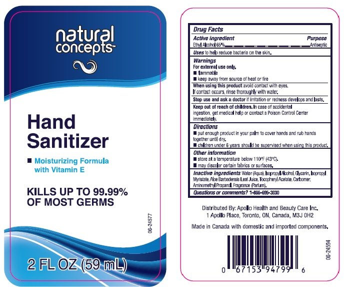 Natural Concepts Vitamin E Hand Sanitizer (gel) Apollo ...