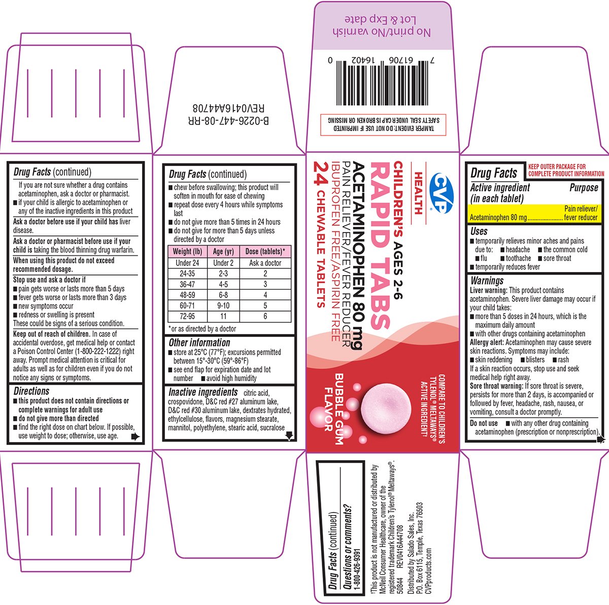 Jr Strength Acetaminophen Rapid Tabs Dosage Chart