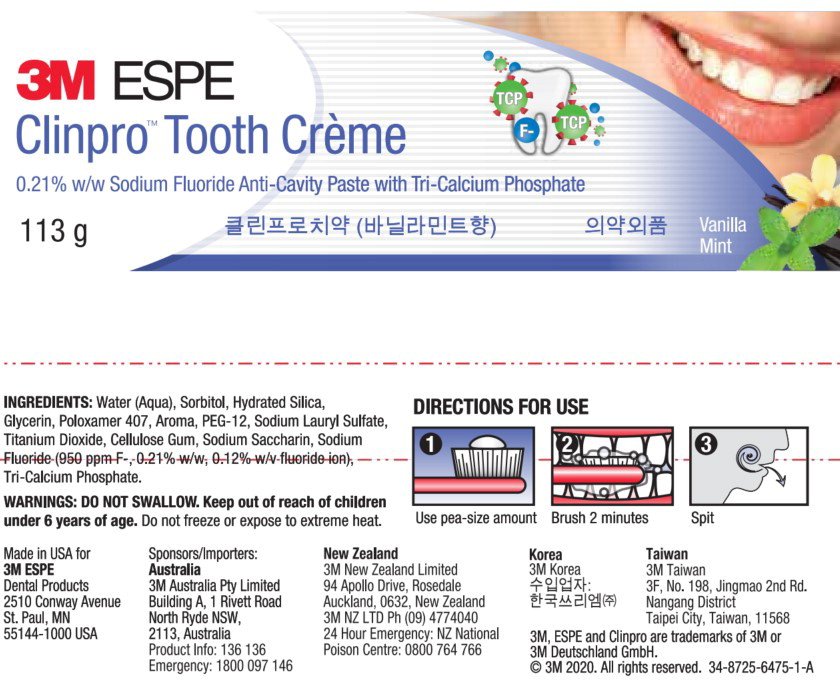 Clinpro Tooth Creme (paste, dentifrice) 3M ESPE Dental Products
